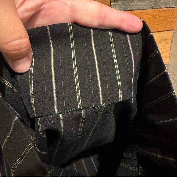 Trina Turk Y2K Pinstripe Low Rise Bootcut Trouser 0 Black Officecore Preppy 2000 - Picture 12 of 13